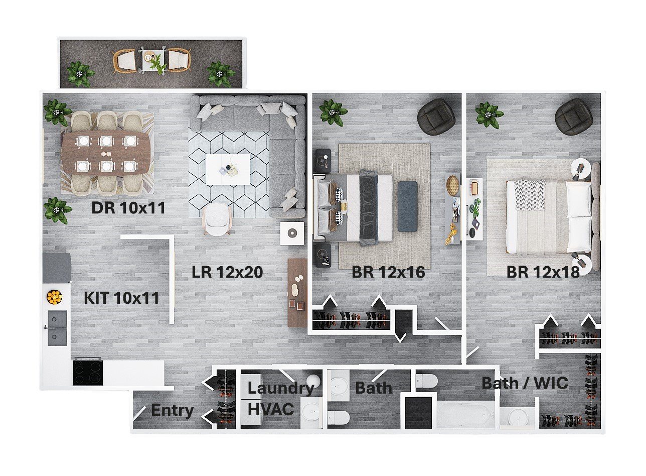 Two Bedroom Two Bath floor plan